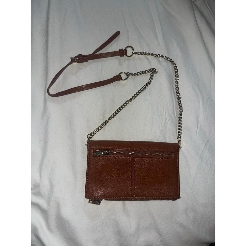 Forever 21 Brown Pebbled Faux Leather Chain Crossbody Bag